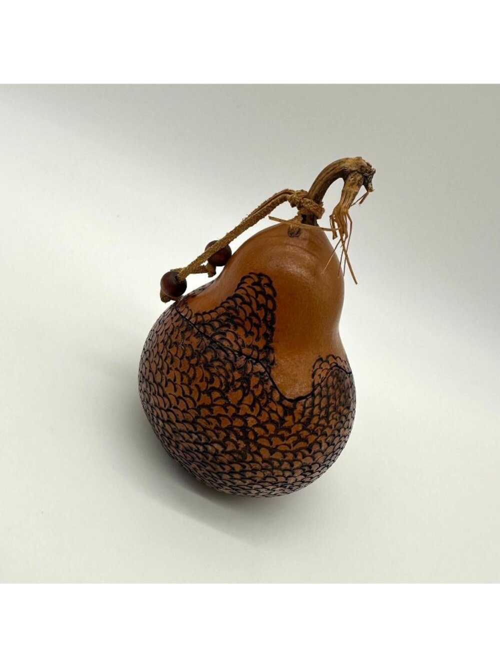 Vintage Carved Gourd Trinket Box Signed C Lang 151 Folk Art Rustic Fall Decor
